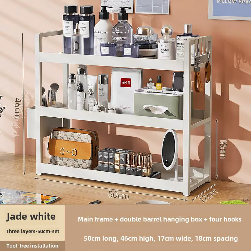 3-Tier Multifunctional Storage Shelf，Space-Saving Desktop Shelf，Desk Shelf，Organizer，Non-Slip Design and Easy to Assemble