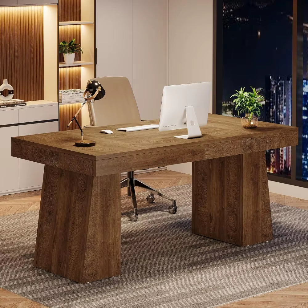55 Inch Administrative Desk, Medieval Modern Home Desk, Wooden Computer Desk, Business Workstation, Small Conference Desk