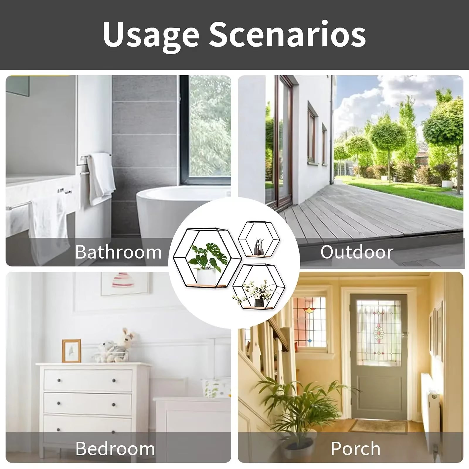 Floating Wall Shelf Sundries Storage Holder Living Room Home Decoration Wall Mounted Hexagon Shelf Handicraft Display Rack