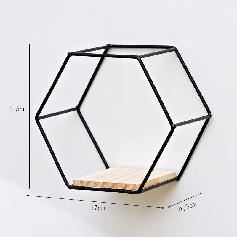 Floating Wall Shelf Sundries Storage Holder Living Room Home Decoration Wall Mounted Hexagon Shelf Handicraft Display Rack