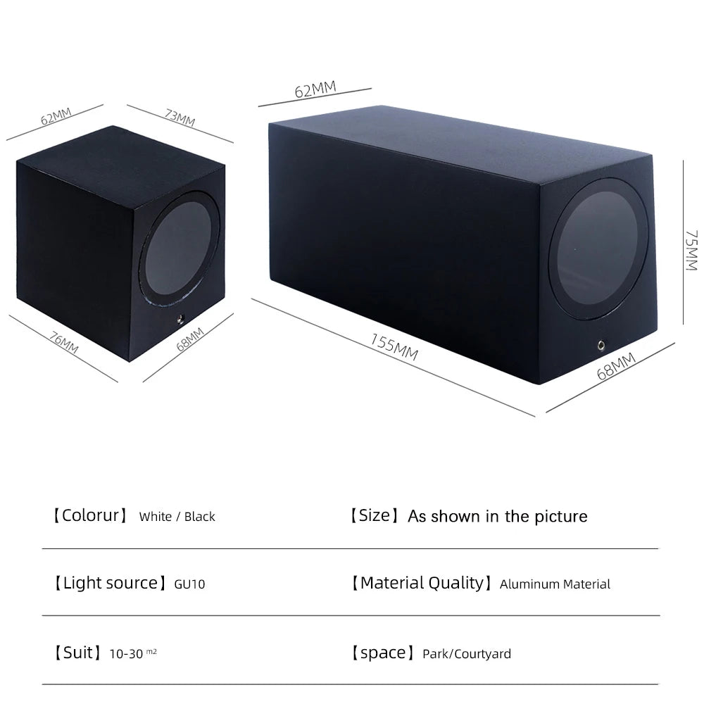 Led Wall Lamp Outdoor Waterproof IP65 up down GU10 AC85-265V Lighting Garden Decoration Wall Lights for Indoor Lighting