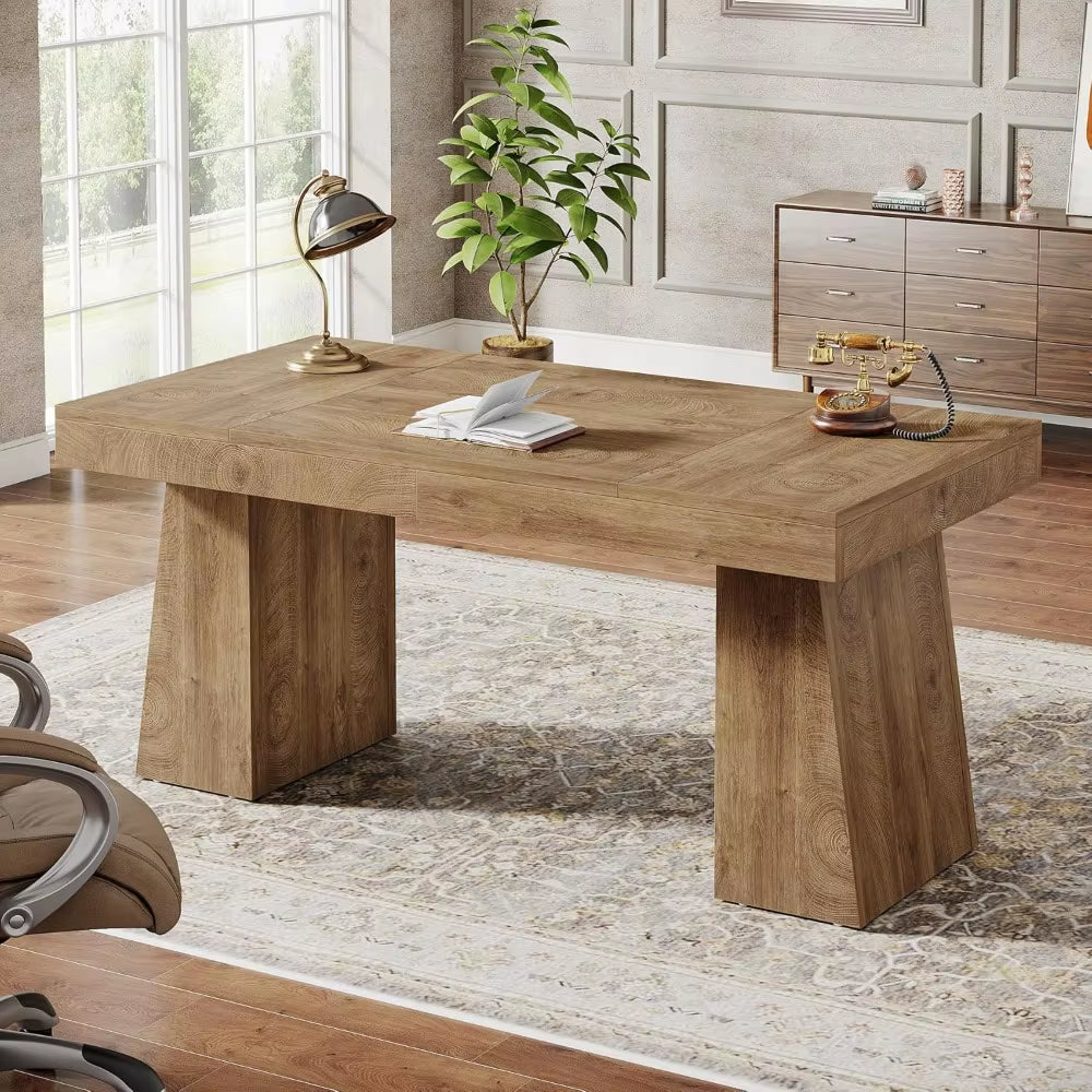 55 Inch Administrative Desk, Medieval Modern Home Desk, Wooden Computer Desk, Business Workstation, Small Conference Desk
