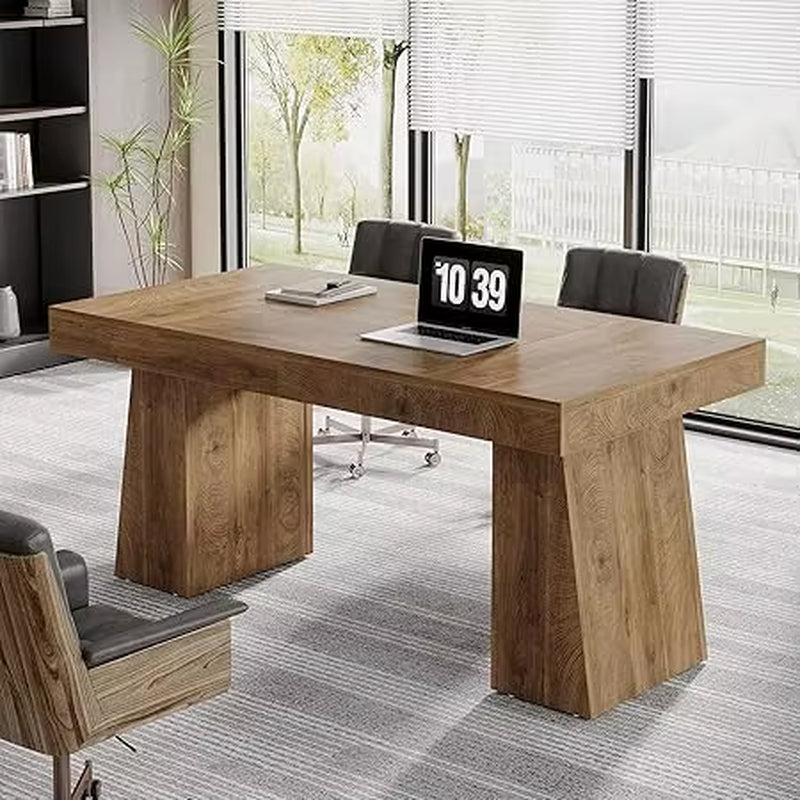 55 Inch Administrative Desk, Medieval Modern Home Desk, Wooden Computer Desk, Business Workstation, Small Conference Desk