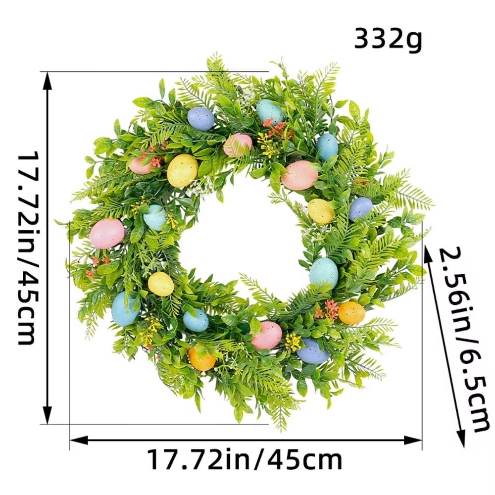 45Cm Colorful Easter Eggs Decor Wreaths for Front Door Pastel Easter Egg Mini Spring Easter Wreath Easter Window Decor Wreath