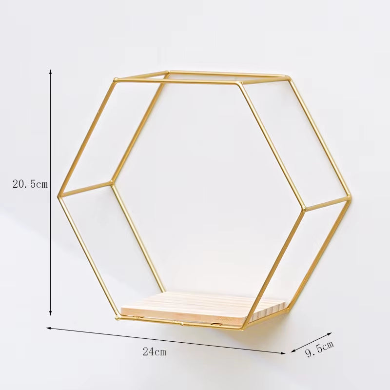 Floating Wall Shelf Sundries Storage Holder Living Room Home Decoration Wall Mounted Hexagon Shelf Handicraft Display Rack