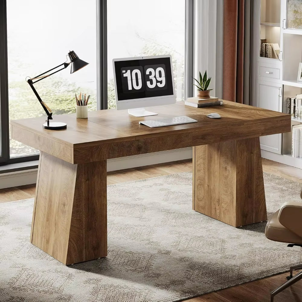 55 Inch Administrative Desk, Medieval Modern Home Desk, Wooden Computer Desk, Business Workstation, Small Conference Desk